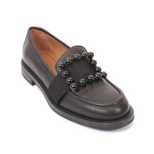 Frau 90a Black Leather Comfortable Flats Shoes